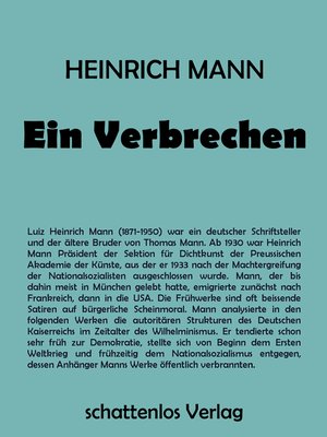 cover image of Ein Verbrechen